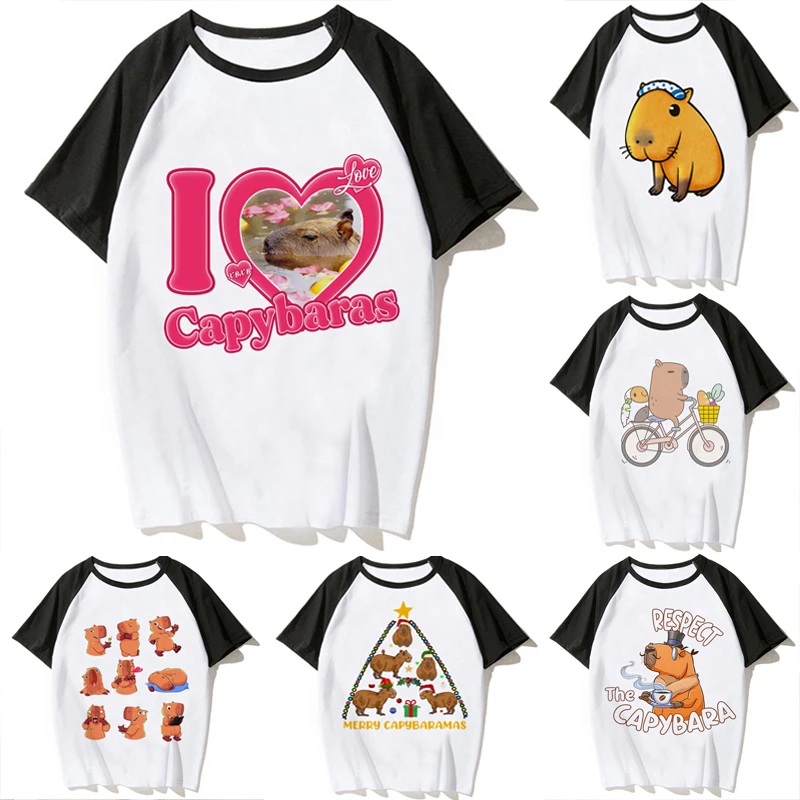 

Капибара летняя футболка Мужская винтажная белая футболка Харадзюку kawaii grunge kawaii футболка Топы футболки белая футболка