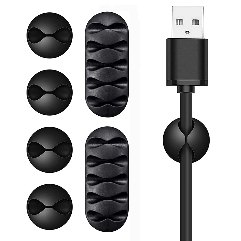 Силиконовый зажим для кабеля USB, органайзер, круглый зажим для шнура зарядного устройства, настольный клейкий держатель для проводов, зажим для дома и офиса