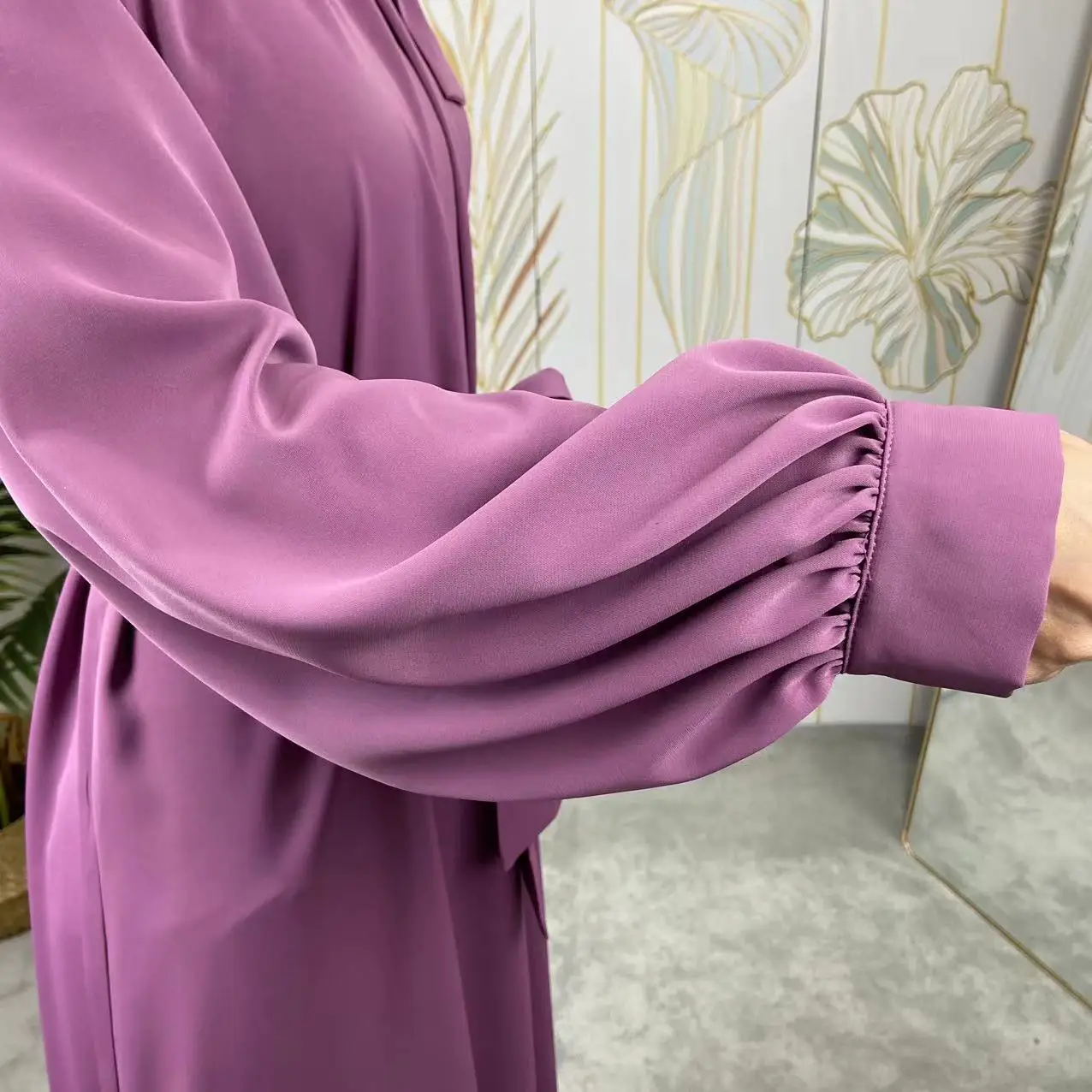 Sleeves Abaya Dress With Belt Muslim Fashion Islam Clothing Dubai Plain Loose Abaya Dress