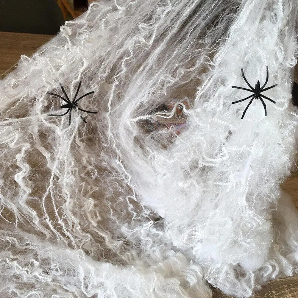 

Halloween Artificial Scary Spider Cotton Web Haunted House Spooky Stretch Spider Cobweb Halloween Party Horror Decoration Props