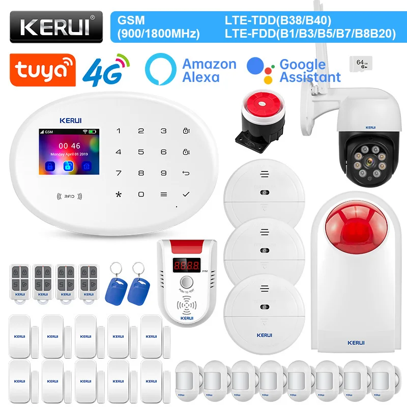 KERUI W204 4G Home Alarm System WIFI GSM Alarm Tuya Smart 3MP IP Camera Security System Motion Sensor Detector Door Sensor Siren