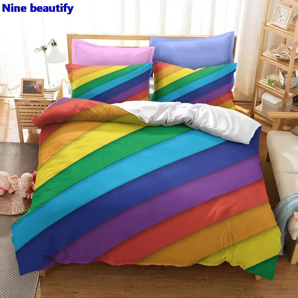 

2-3 Pieces Bedding Sets LGBT Rainbow Pride 3D Printed Homosexual Gay Duvet Cover KING Queen Full Twin Size for Bedroom Decor