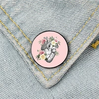 bloom roses heart printed pin custom funny brooches shirt lapel bag cute badge cartoon cute jewelry gift for lover girl friends