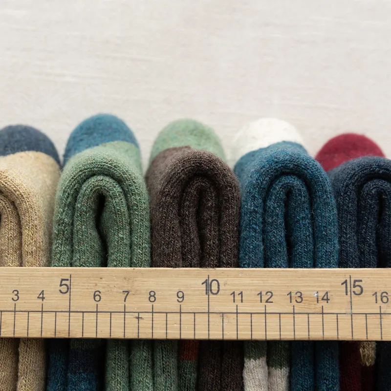 5 Pairs Autumn and Winter Thicken Warm Women Wool Socks High Quality Cashmere Stitching Color Casual Socks for Women