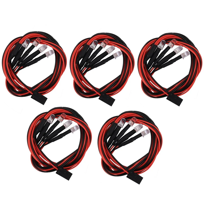 

5 шт., 4 Φ 5 мм 2, белый, 2, красный, для 1/8 1/10 Axial SCX10 Traxxas TRX4 D90 HSP HPI Tamiya Redcat, Радиоуправляемый автомобиль