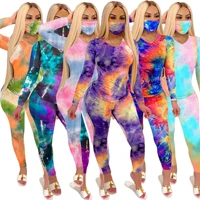 s3891 ladies casual two piece spring and autumn womens fashion round neck tie dye homewear trousers sports suit women