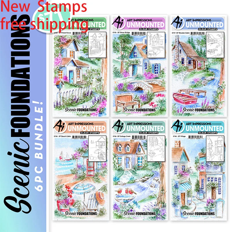 

Dogs Cottage Creek Wooden Cabin 2023 New Stamps Diy Scrapbooking Paper Handmade Album Embossing Greeting Card
