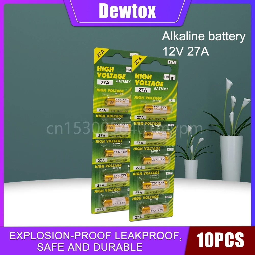 

10PCS 12V Alkaline Battery for Remote Control Doorbell Dry Cell 12V A27 27A G27A MN27 MS27 V27GA ALK27A A27BP K27A VR27 R27A