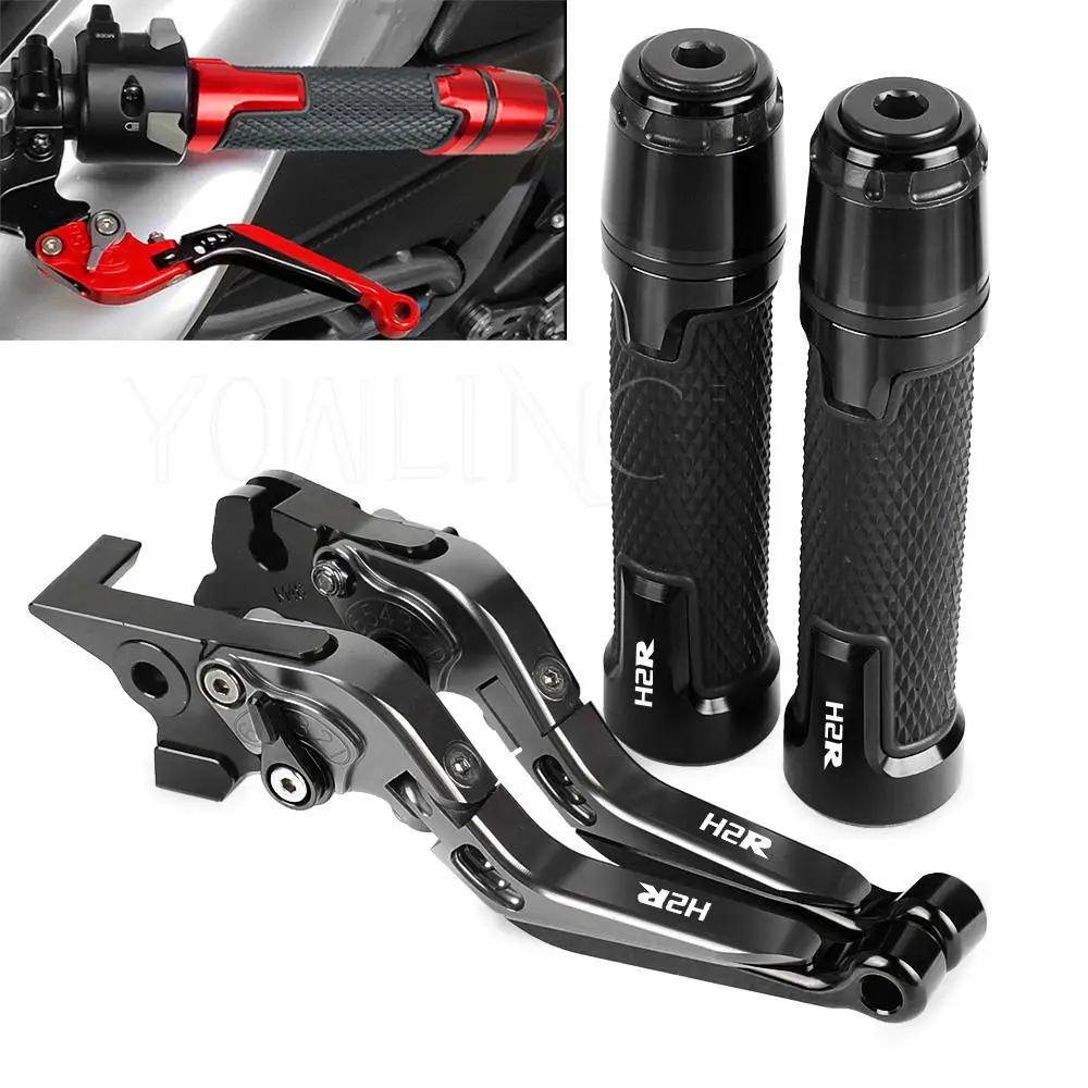 

H2R Motorcycle CNC Aluminum Adjustable Brake Clutch Levers Handlebar knobs Handle Hand Bar Grip Ends FOR KAWASAKI H2 R 2015 2016