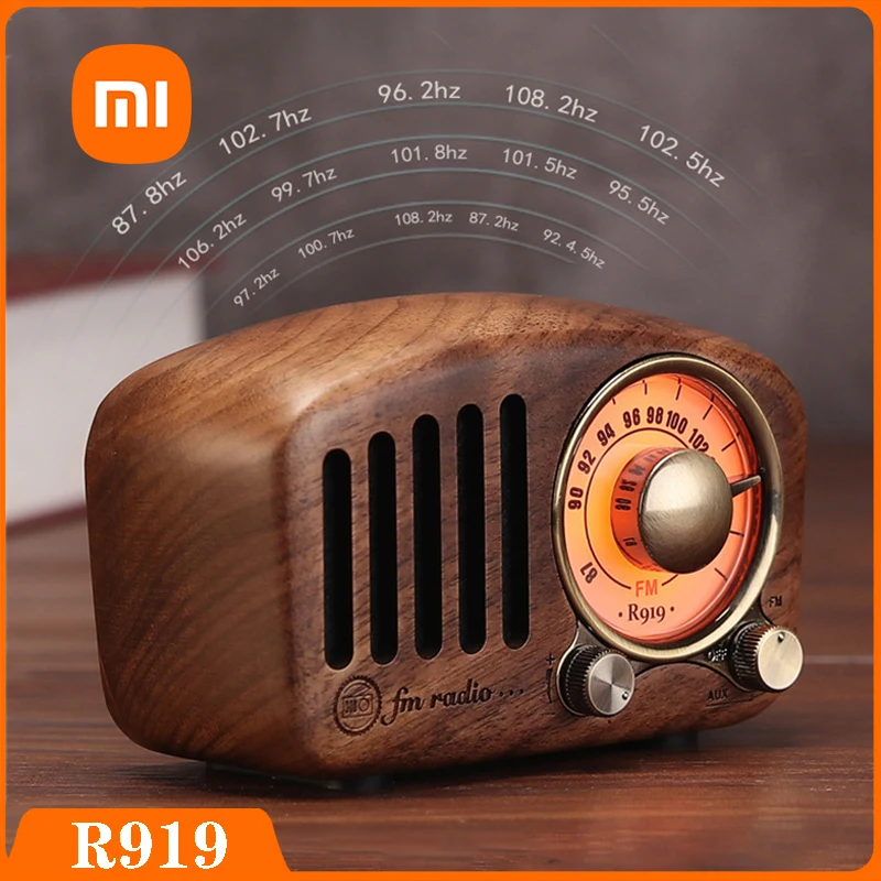 

Xiaomi Youpin Bluetooth Speaker 2022 New Retro Wood Portable Radio High Quality TF Card Subwoofer Music Player External Speaker