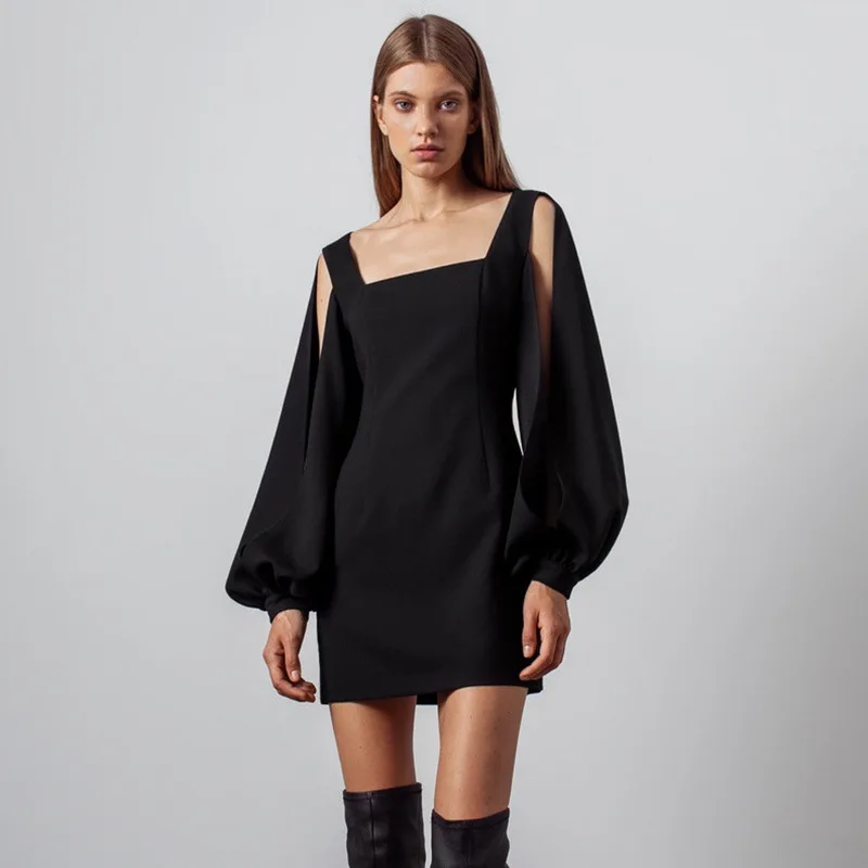 

Fashion Female Hip Wrap Skirt Casual Lantern Sleeve Short Prom Dress Sexy Club Bodycon Elegant Dresses for Women Party Clothing