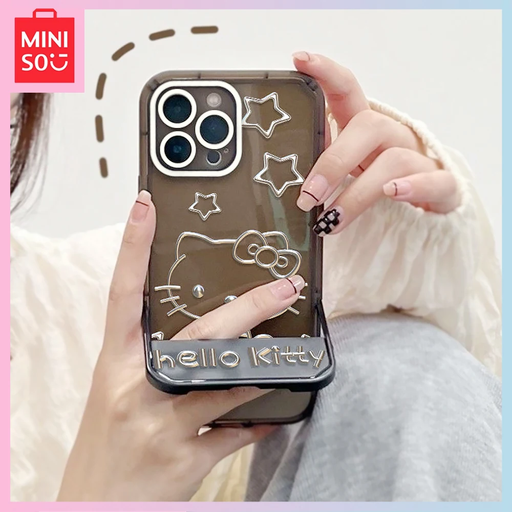 

Miniso Hello Kitty Iphone14 Simple 13Promax Fall-Proof 12Pro Stand 11 7/8 Phone Case for A Girls Birthday Christmas Gift