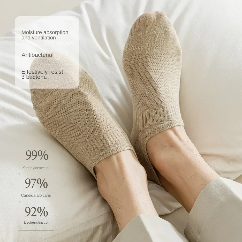 

Хлопковые летние низкие носки с высоким низким вырезом, дышащие тонкие качественные носки из искусственного силикона, 5 пар, незаметные Нескользящие, с открытым носком