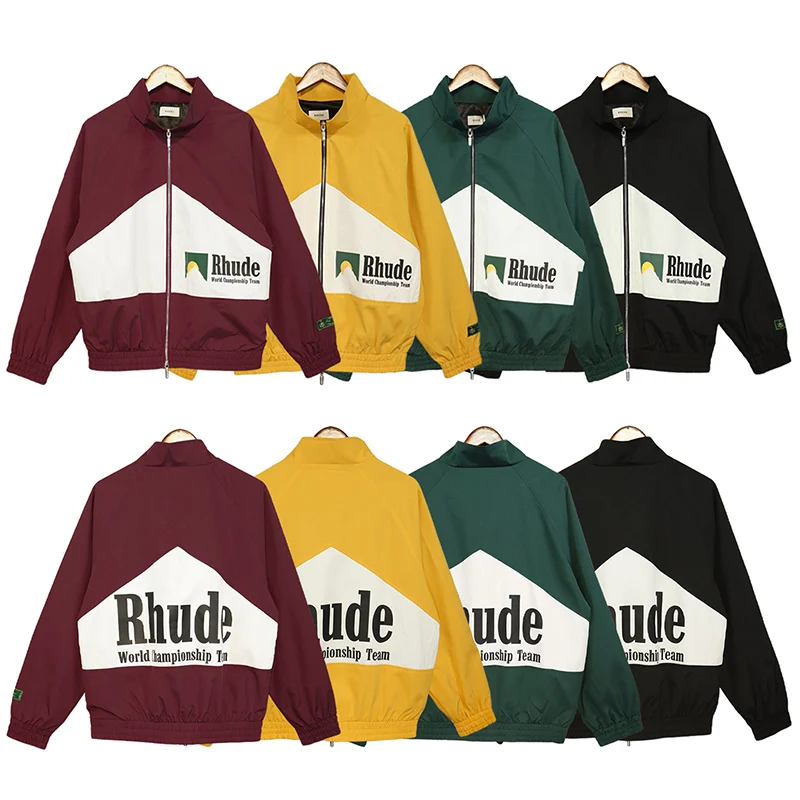 

Rhude Pill Zipper Jacket Men Women Daily Casual Patchwork Vintage Rhude Outwear Coats