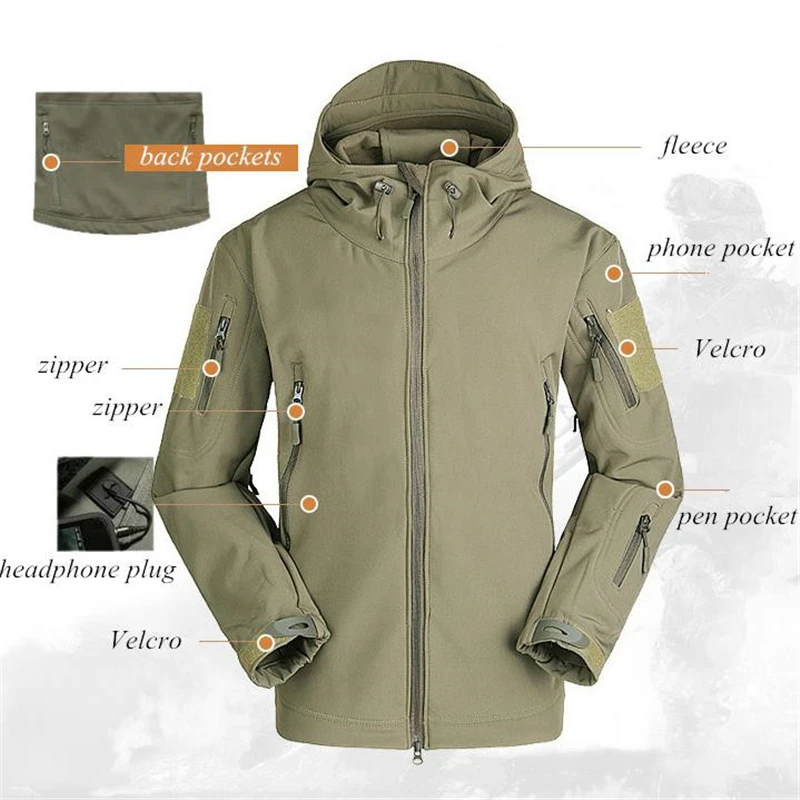 Classic Outdoor Waterproof SoftShell Jacket Men Hunting Windbreaker Hiking Coat Camping Fishing Tactical Jacket Military Clothes