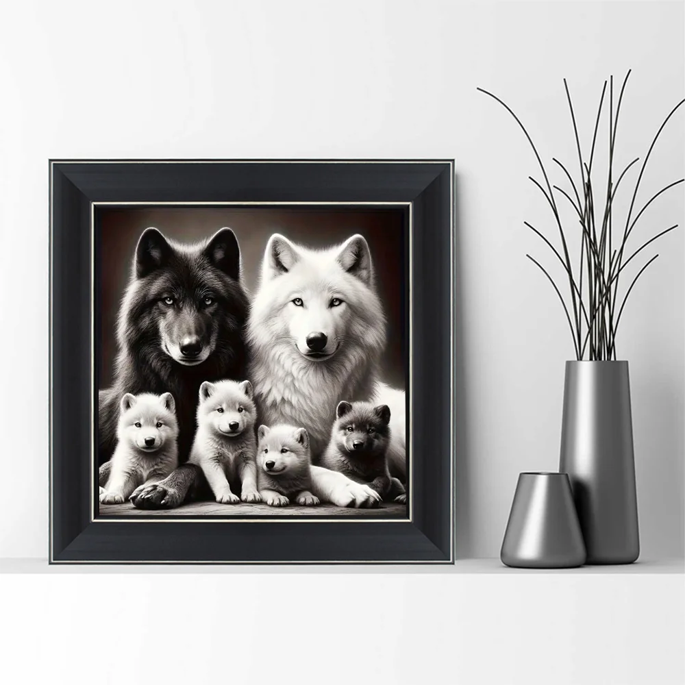 Алмазная живопись HUACAN бриллиантовая картина полная круглая мозаика волка Новое