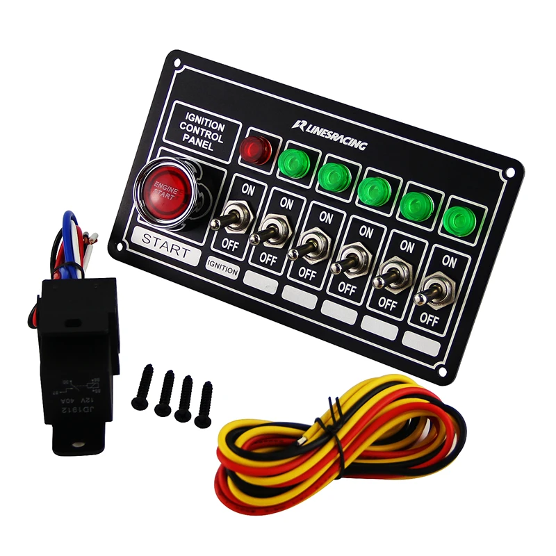 

LR Racing Switch Panel Ignition Engine Start 6 Switch & Lights Switch Panel BK