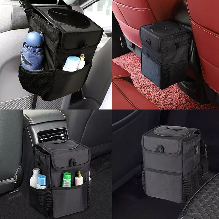 

Car Trash Can Bin Auto Car Accessories Organizer Garbage Dump For Trash Can Cars Storage Pockets Closeable Portable