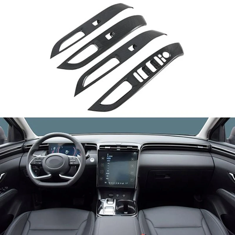 Наклейки на стеклоподъемник автомобиля для Hyundai Tucson L Nx4 2021-2022 из углеродного