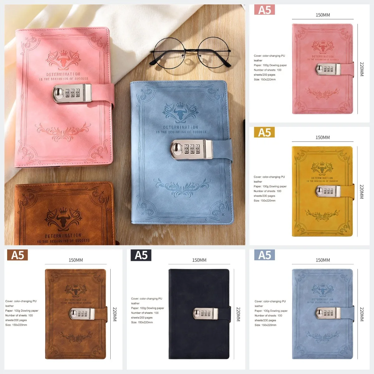 

Retro Password Book With Lock A5/A6/A7 Thickened Creative Hand Ledge Student Notepad Stationery Notebook Binder Office Supplies