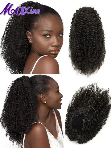 Maxine Афро Кудрявый Конский Хвост Человеческие Волосы Кудрявый Вьющийся Конский Хвост Наращивание Заколка на Шнурке Конский Хвост Пучок Шиньоны Для Женщин