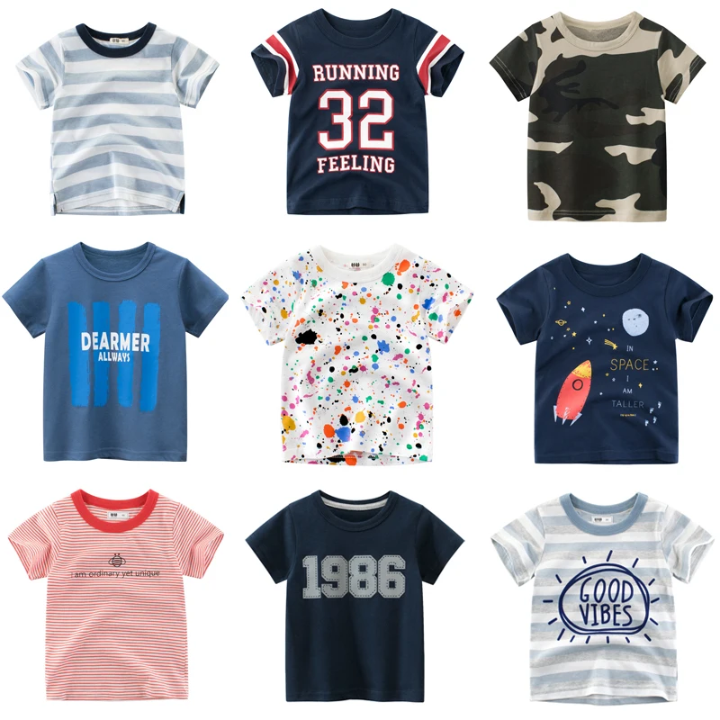

Boy T-shirts cartoon 2022 Summer for Children's Clothing Boys Short Sleeve T-shirt Kids Sweatshirt Child's Cotton Clothes Stripe