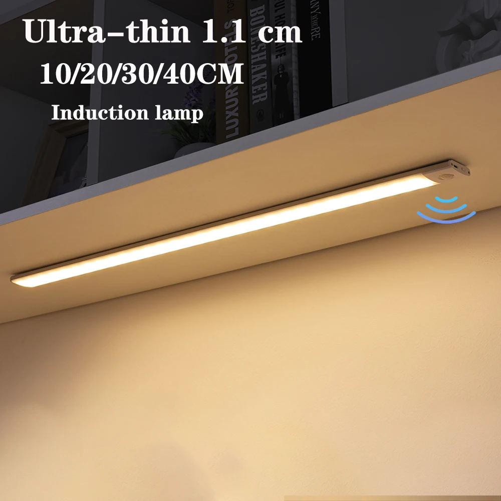 Under Cabinet Light USB Rechargeable LED Night Light Motion Sensor Wireless Ultra Thin Portable Lamp for Closet Room Aisle
