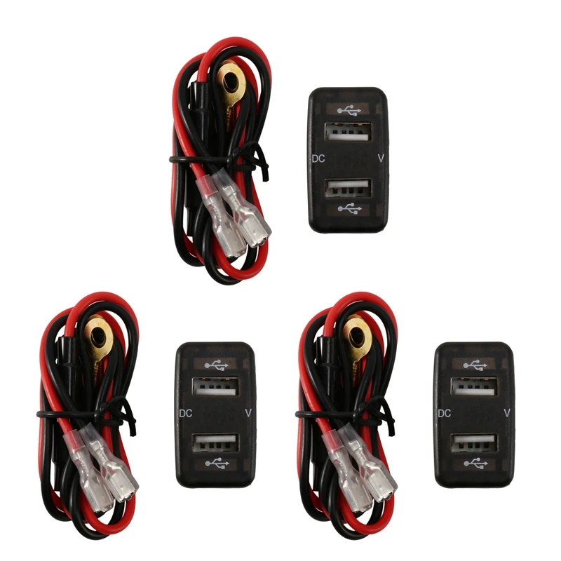 

3X Car Charger Socket Dual USB Port Charging Volt Display Adapter Fit For Toyota Blue