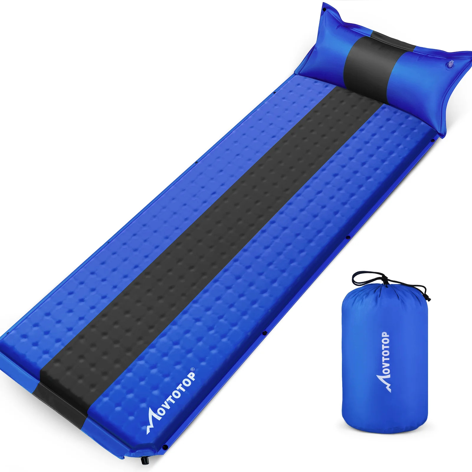 

MOVTOTOP Memory Inflatable Sleeping Pad Memory Camping Padding Cushion for Hiking Camping Climbing 196x68x4cm (Dark Blue)