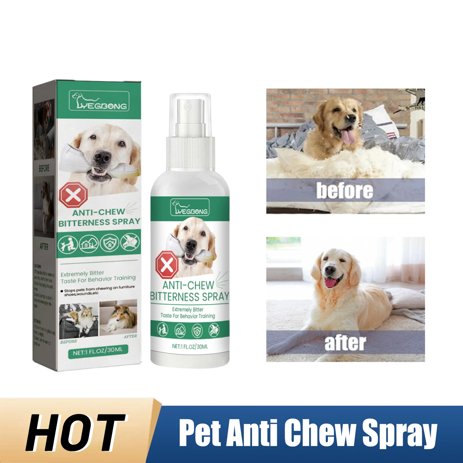 

Pet Anti Chew Spray Dogs Cat Behavior Biting Modification Training Stop Dog Chewing Paws Furniture Prevent Pets Scratching Spray