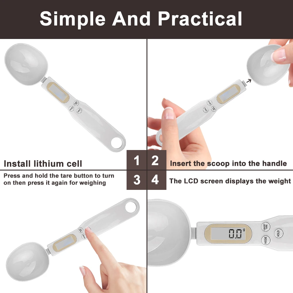 500g LCD Digital Kitchen Scale Electronic Cooking Food Weight Measuring Spoon Grams Coffee Tea Sugar Tools |