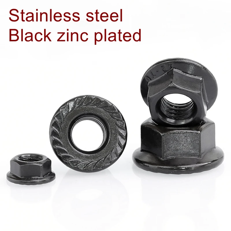 

Black Zinc Plated Stainless Steel Hex Flange Nut Lock nut M3 M4 M5 M6 M8 M10 M12 SUS304 DIN6923