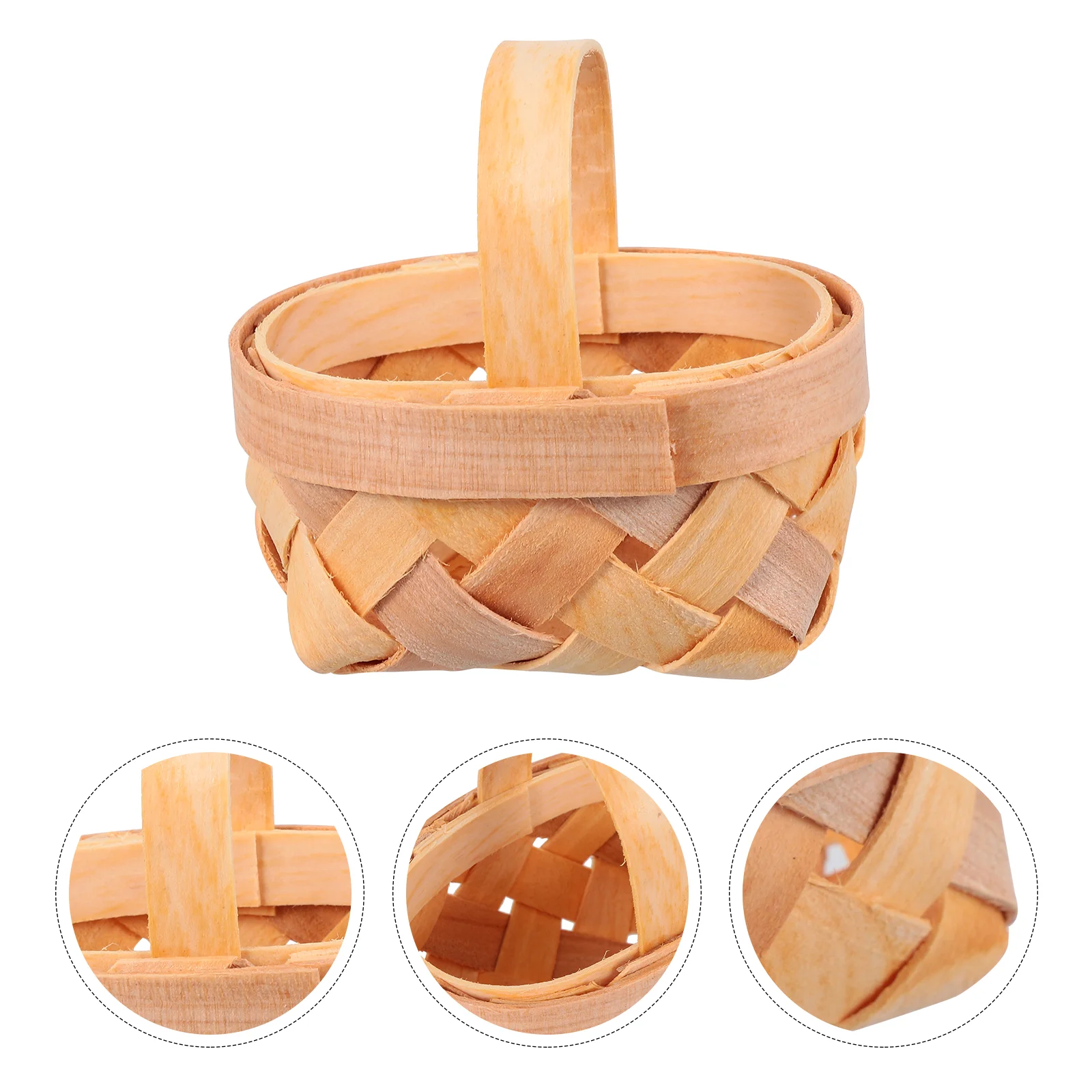 

Basket Woven Mini Baskets Wood Candy Small Chip Storage Wedding Wicker Giftrustic Picnic Decorations Flower Handle Wooden