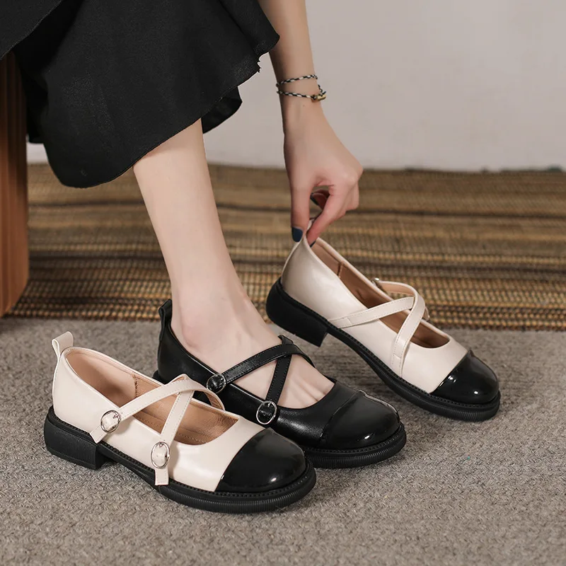

Summer Women Shoes Mary Jean Elegant Low Heel Shoes Female Loafers Comfortable Genuine Leather Drive Shoes Mum Shoes