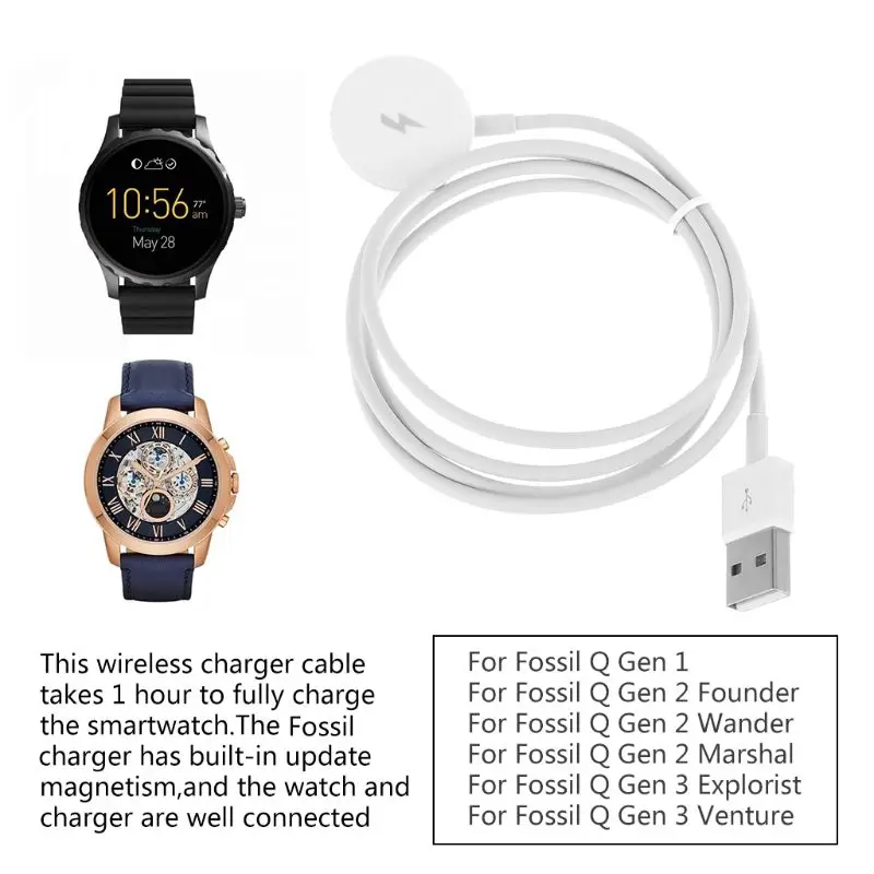 

Watch Charger Charging Dock Cable for Fo-ssil Q Gen 2 Founder Gen 3 Explorist Dropshipping