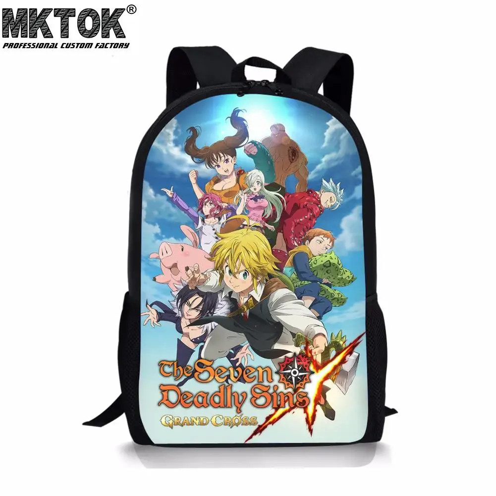 The Seven Deadly Sins Print School Bags for Boys Customized Students Satchel Backpacks Plecak Chłopięcy Free Shipping