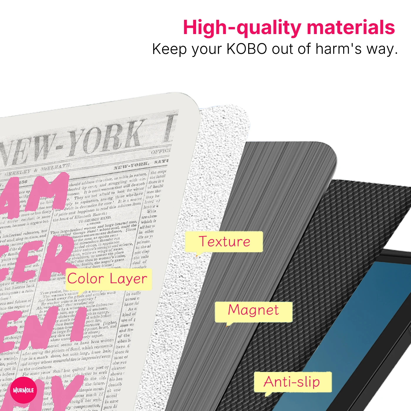 Фото Чехол Murmelo для Kobo Libra 2 / Libra Colour 7 дюймов, мягкий чехол из ТПУ с откидной подставкой, винтажный дизайн в стиле газетной обложки №3