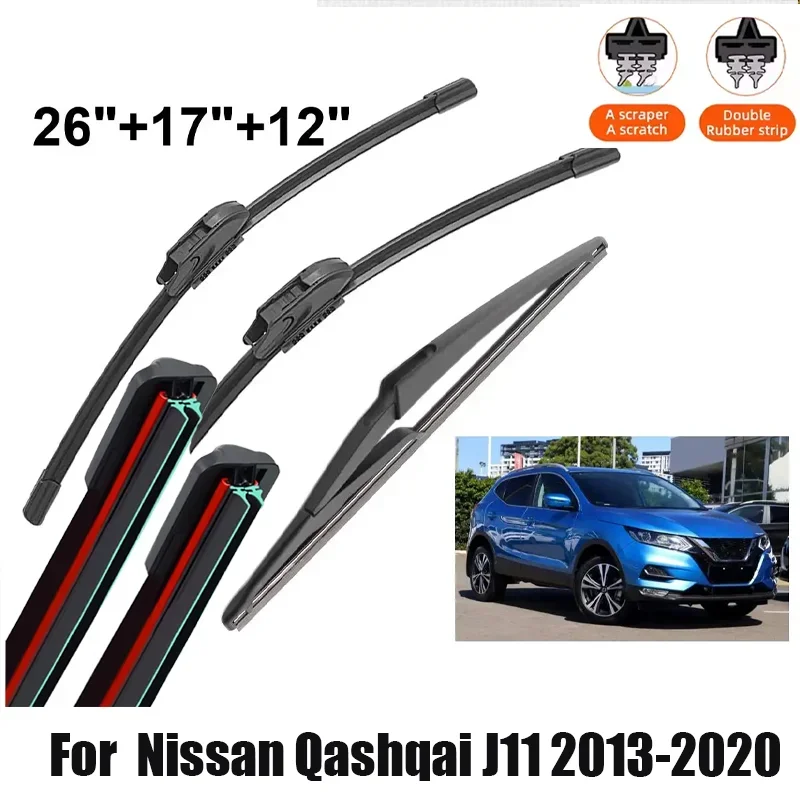 

Автомобильные дворники для Nissan Qashqai J11 2013-2020, передние и задние щетки стеклоочистителя, автоаксессуары 2019