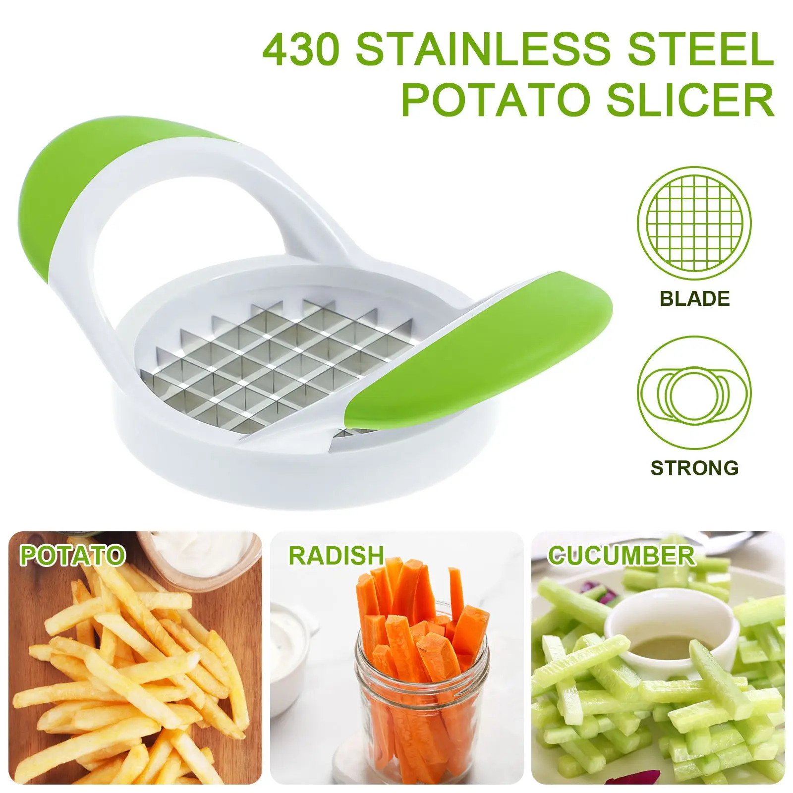 

Vegetable Potato Slicer Cutter Chopper Potato Slicer French Fry Cutter Fruit Slicer Kitchen Manual Fry Cutter (Random Color)