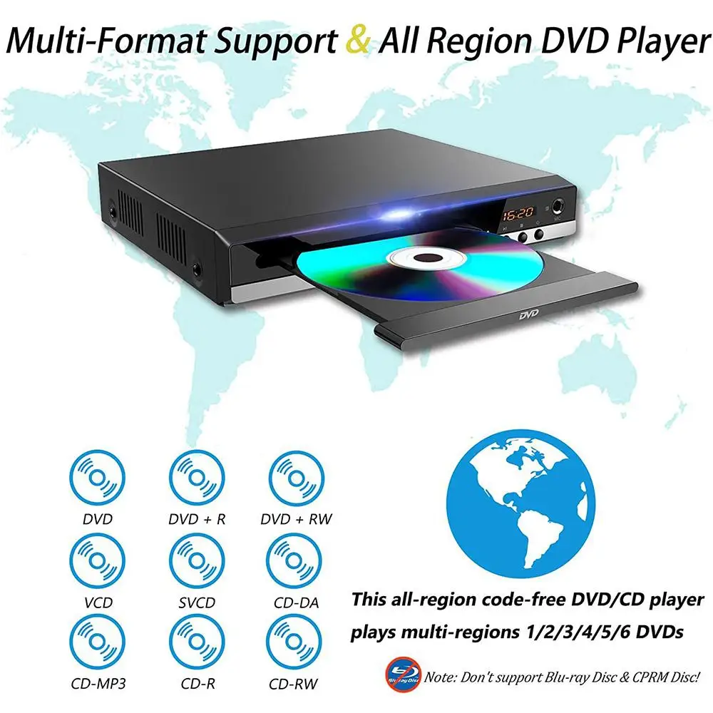 

Mini USB UHD 1080p DVD Player Region Free Multiple HDMI-compatib OSD CD VCD Languages DVD Display Player LED SVCD Player G7C3