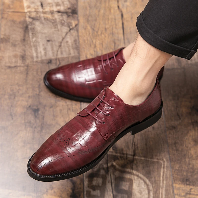 

Mens Dress Shoes Men Wedding Fashion Office Footwear Lace-up Patent Leather Casual Shoes Man Formal Brand Adulto Oxfords Brogue