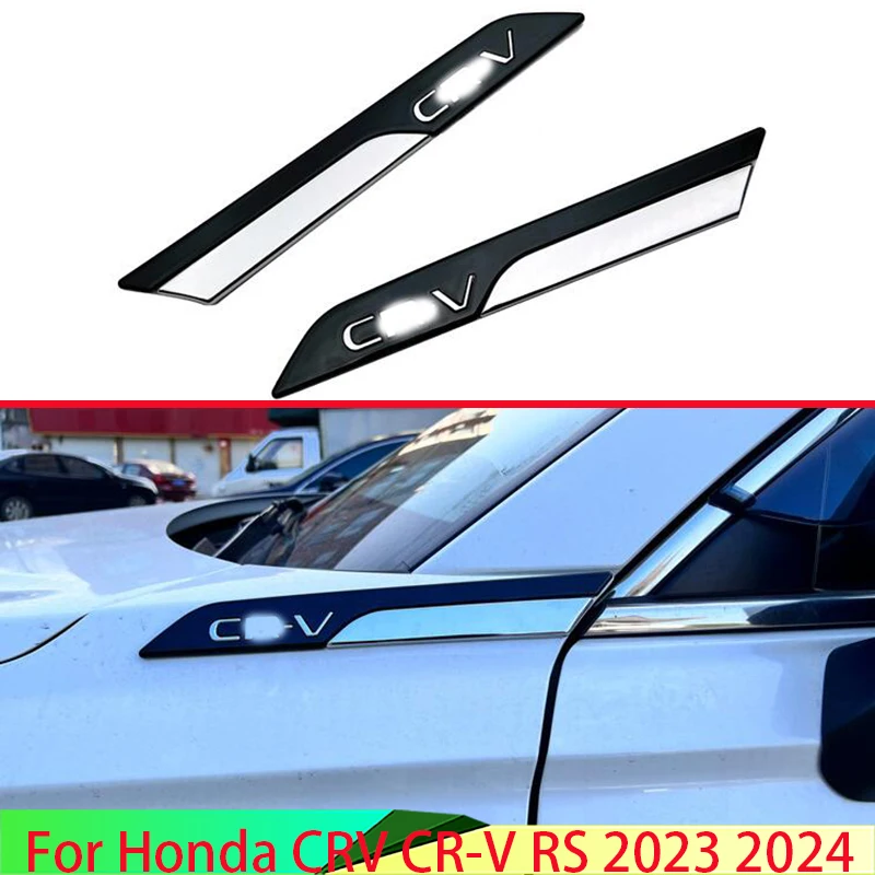 

For Honda CRV CR-V RS 2023 2024 Car Accessories ABS Chrome Leaf Board Decoration On Shark Gills