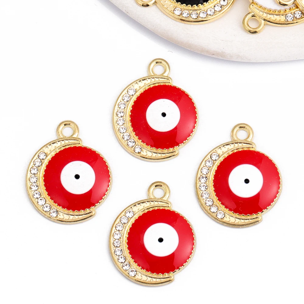 10 шт. ручной работы цветная Эмаль Турецкий греческий сглаза Луна Шарм Сплав кулон