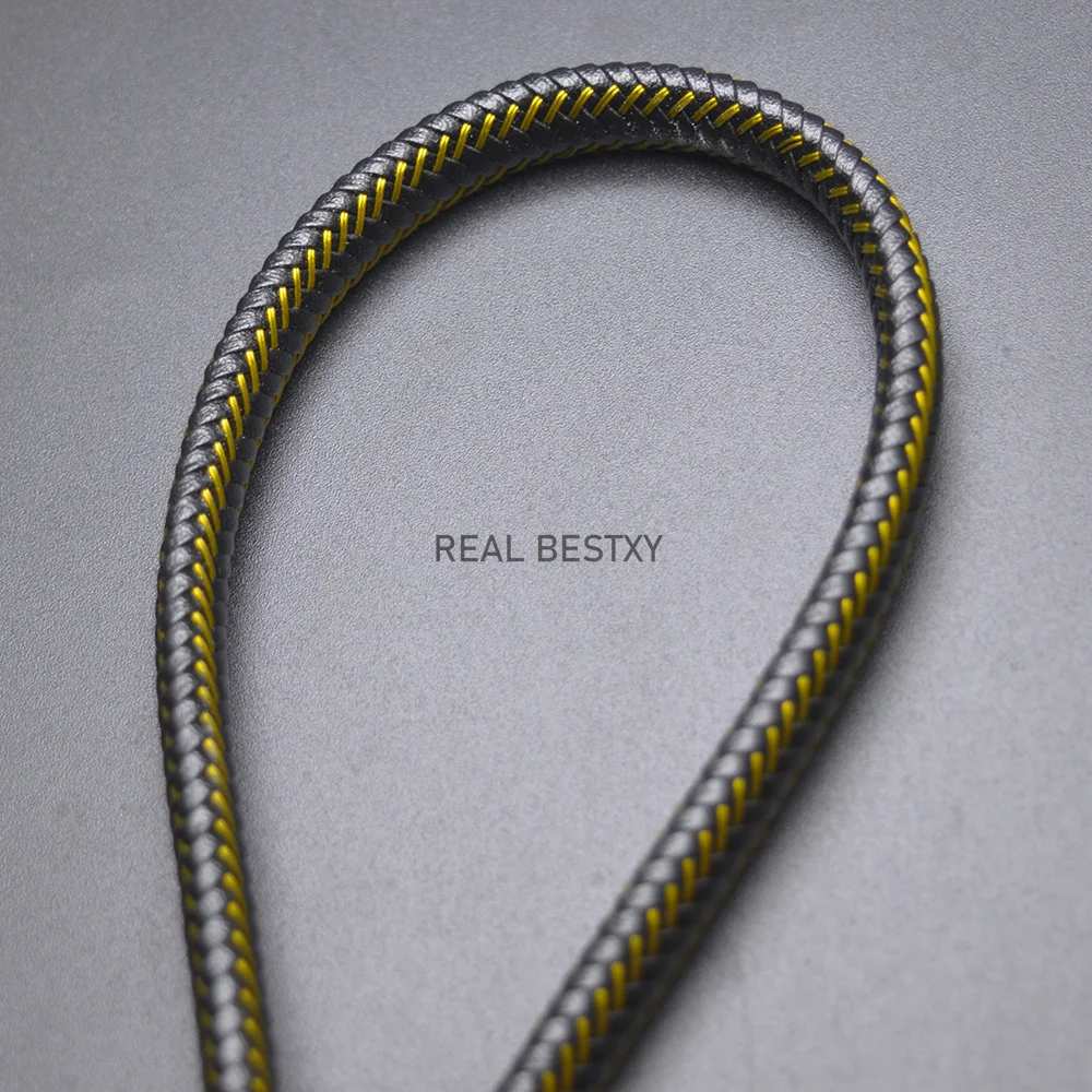 1m 12mmx6mm Braided Leather Cord with Yellow Steel Thread Top Quality Wide Flat Strings Straps for Jewelry Bracelets - купить по