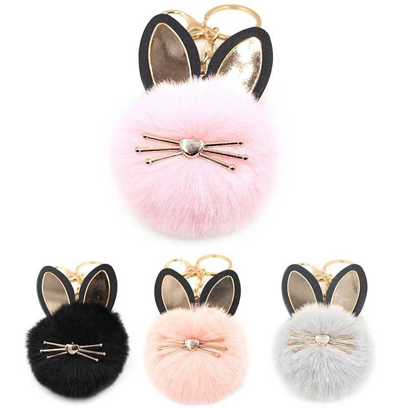 

Lovely Cat Fur Ball Charms Keychain Fashion Anime Kitten Pendant For Women Bag Ornaments Car Keyring Accessory Girl Gifts