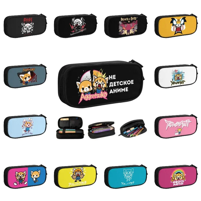 Aggretsuko Fenneko фотообои для девушек мальчиков большой емкости японское агрессивное аниме Retsuko пенал студенческие канцелярские принадлежности