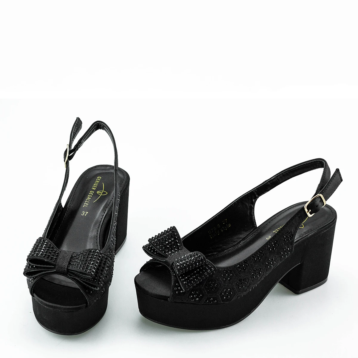 Rhinestone Women Chunky Heels Peep Toe Bowknot Cute Decor Bling Bling Women's Pumps Square Heels Slingbacks Dressy Sandals New