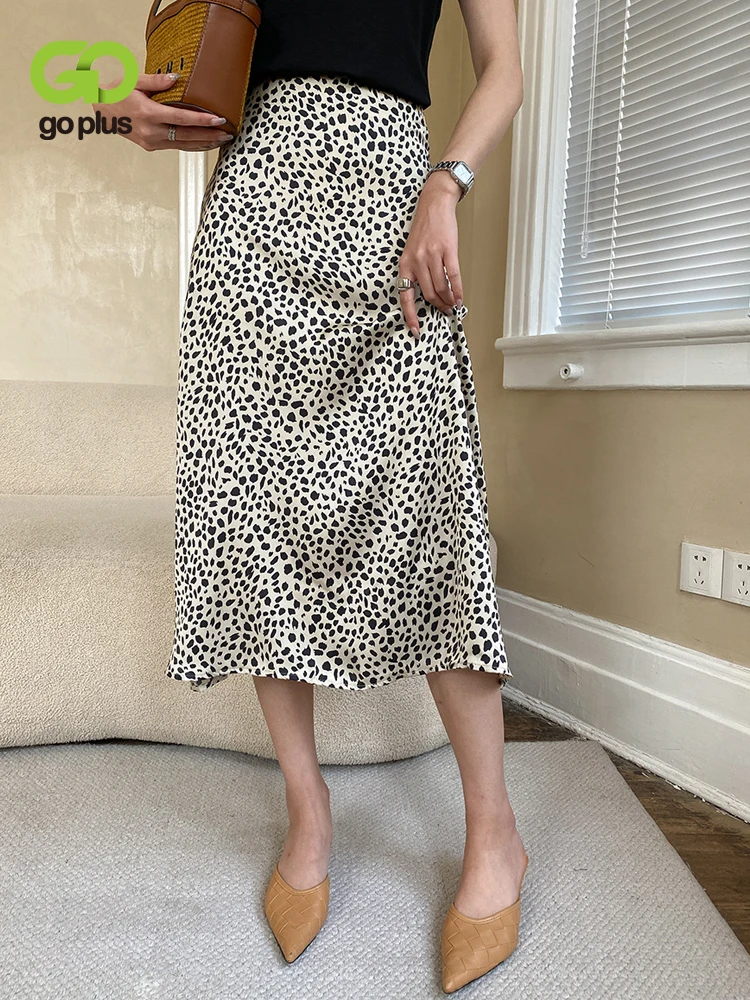 

Пляжная юбка GOPLUS с завышенной талией, летние юбки, атласная юбка с леопардовым принтом, длинные женские юбки 2023 Zomer C12051