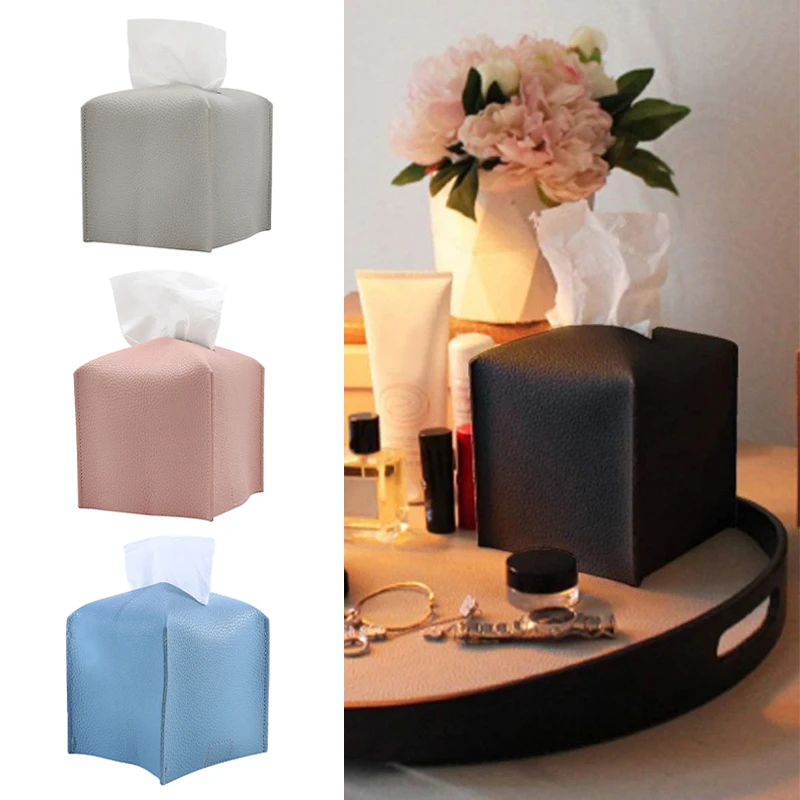 

Держатель для бумажной коробки, декоративный квадратный Органайзер из искусственной кожи с нижним ремнем для стола, ванной комнаты, офиса