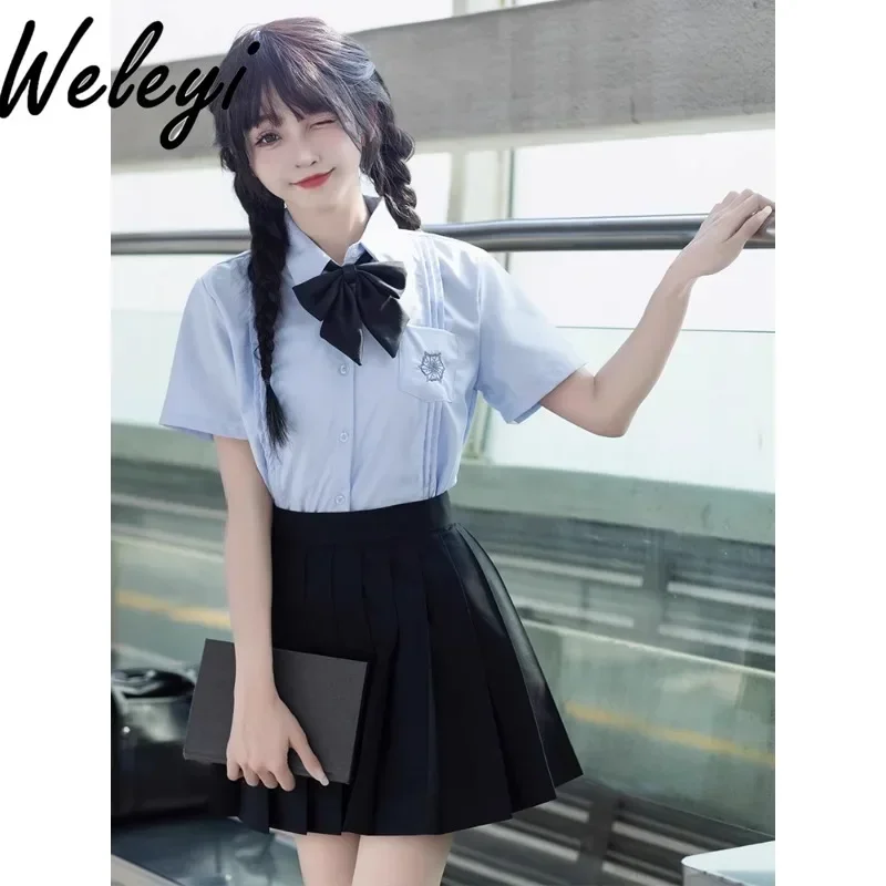 Милая женская рубашка jголове Kei Униформа с коротким рукавом топ новинка